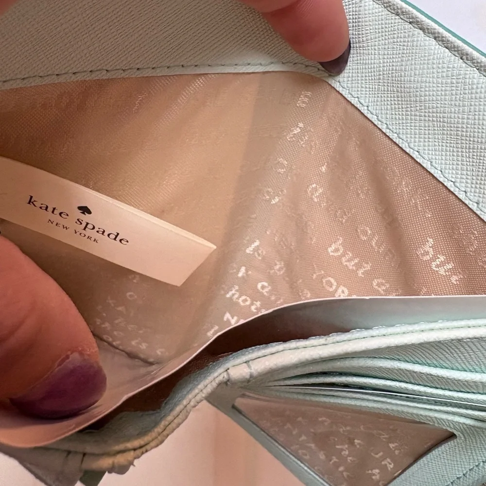 kate spade mint green scallop flap wallet